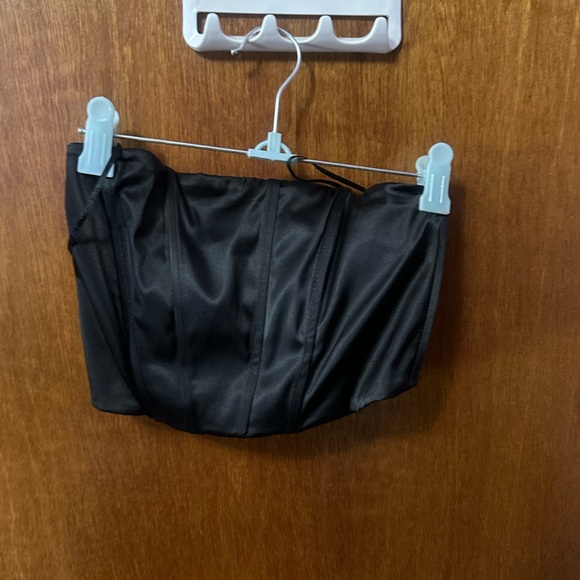 Dynamite Black Satin Blouse with Zipper - Picture 2 of 2